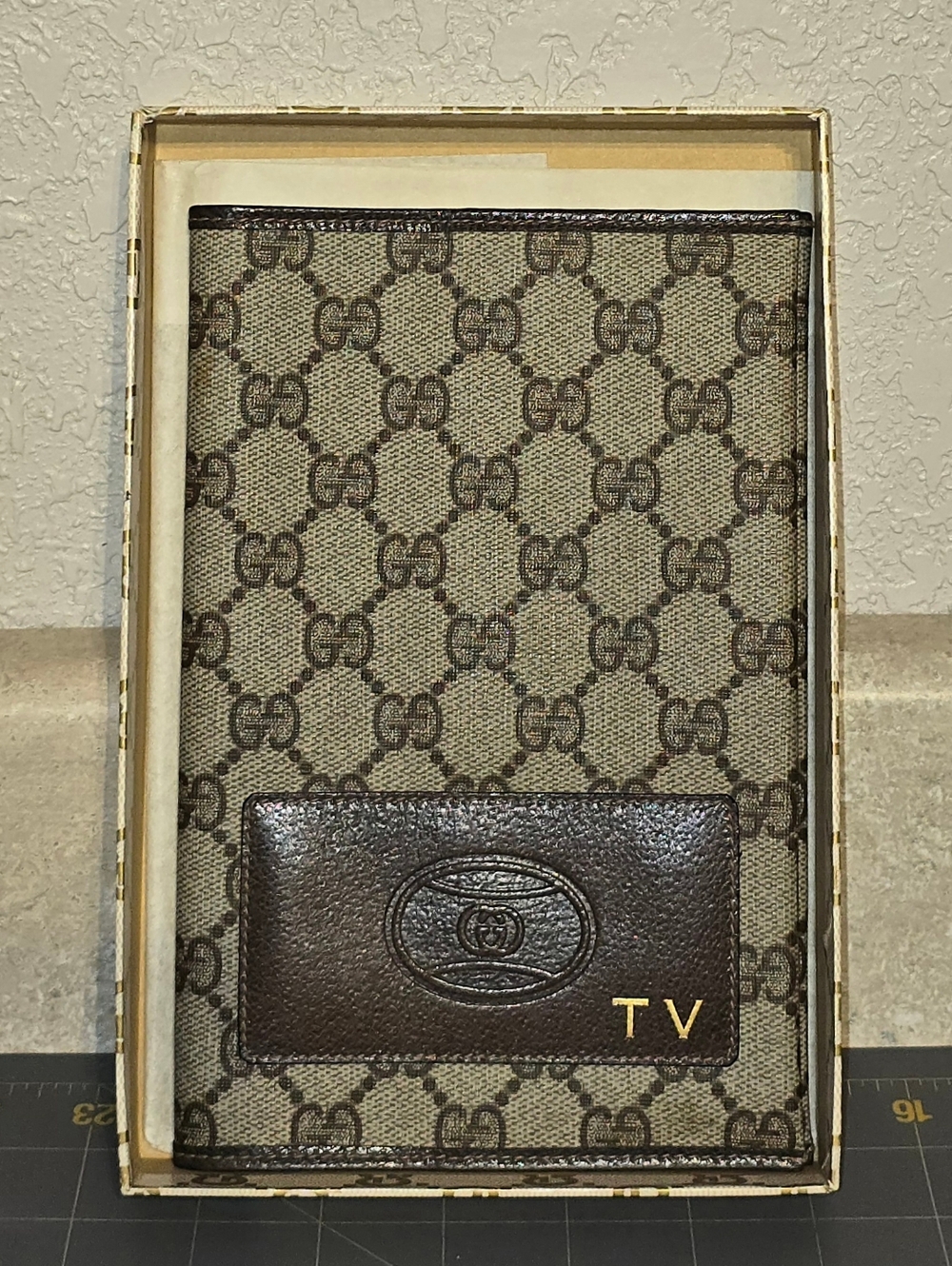 GUCCI TV Guide Cover, Vintage Brown Supreme